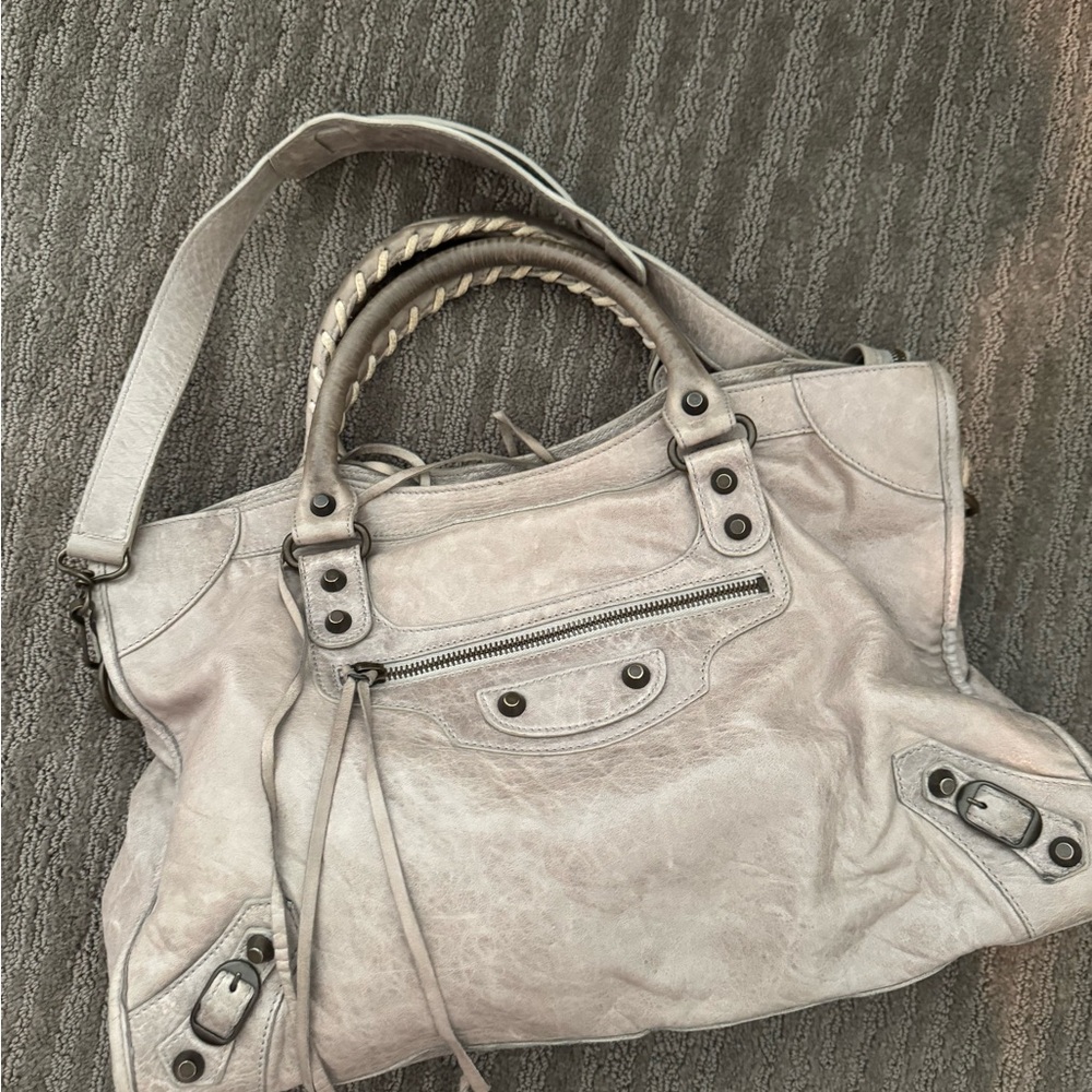 Balenciaga Gray Shoulder Bag with Braided Handles